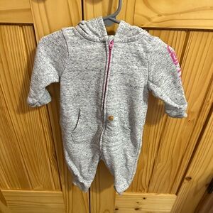 Carhartt Heather Gray Baby Coverall with Pink Trim